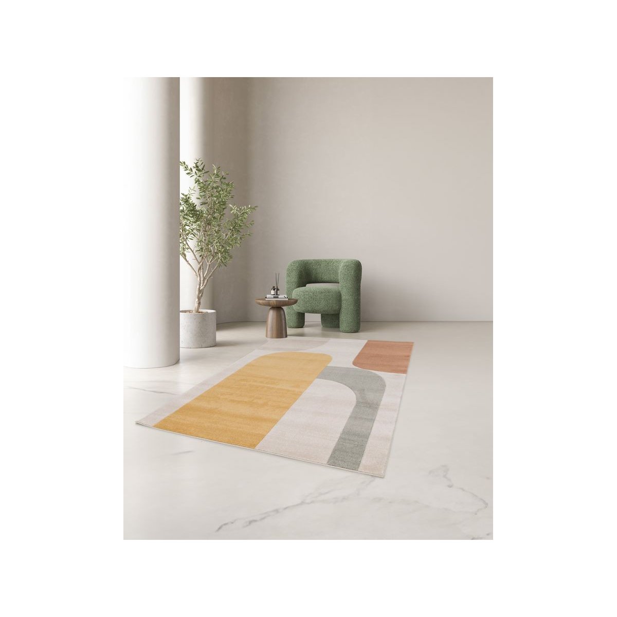 Tapis poils courts style , ROBIN beige, BOBOCHIC