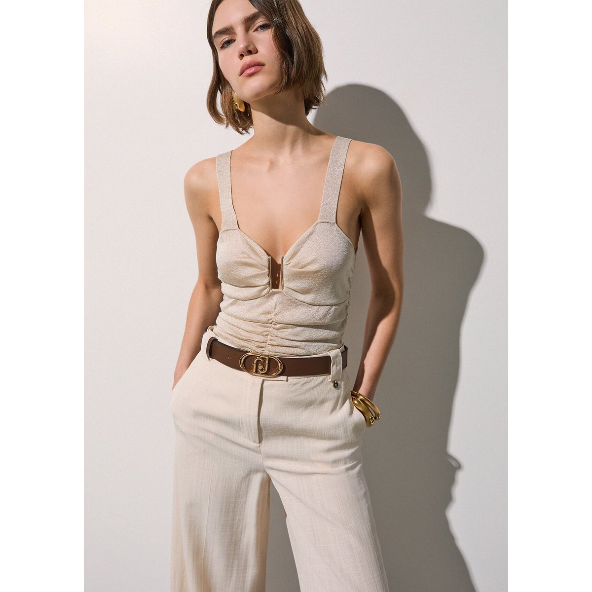 Top élégant en fil textile® crème, LIU JO