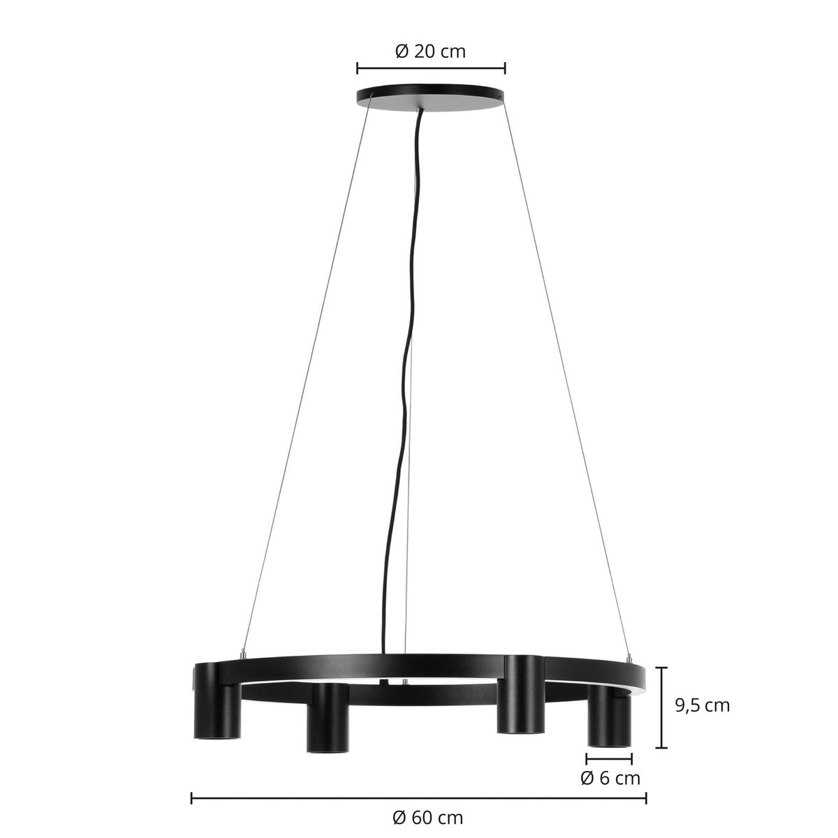Suspension en aluminium moderne, Brinja noir, ARCCHIO