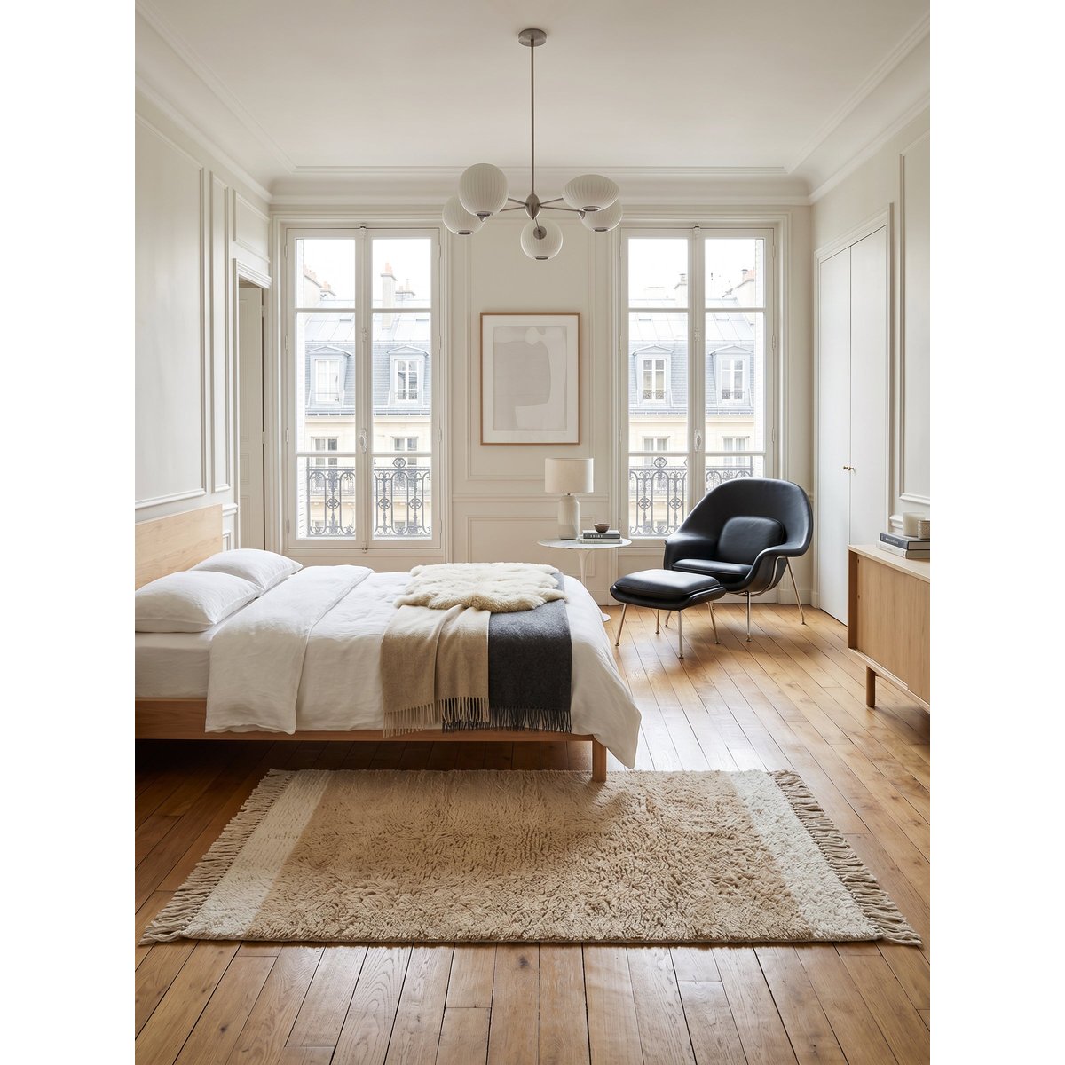 Tapis naturel en laine et coton SUZANNE beige sable, AFK LIVING