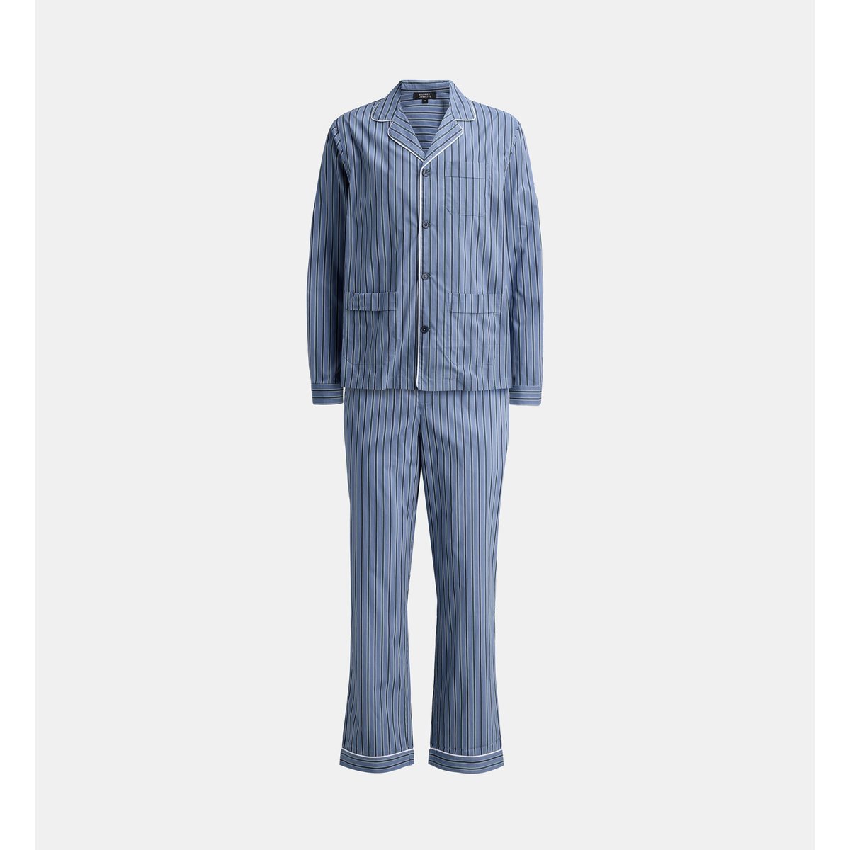 Pyjama long demo rayures popeline coton bio bleu, GALERIES LAFAYETTE
