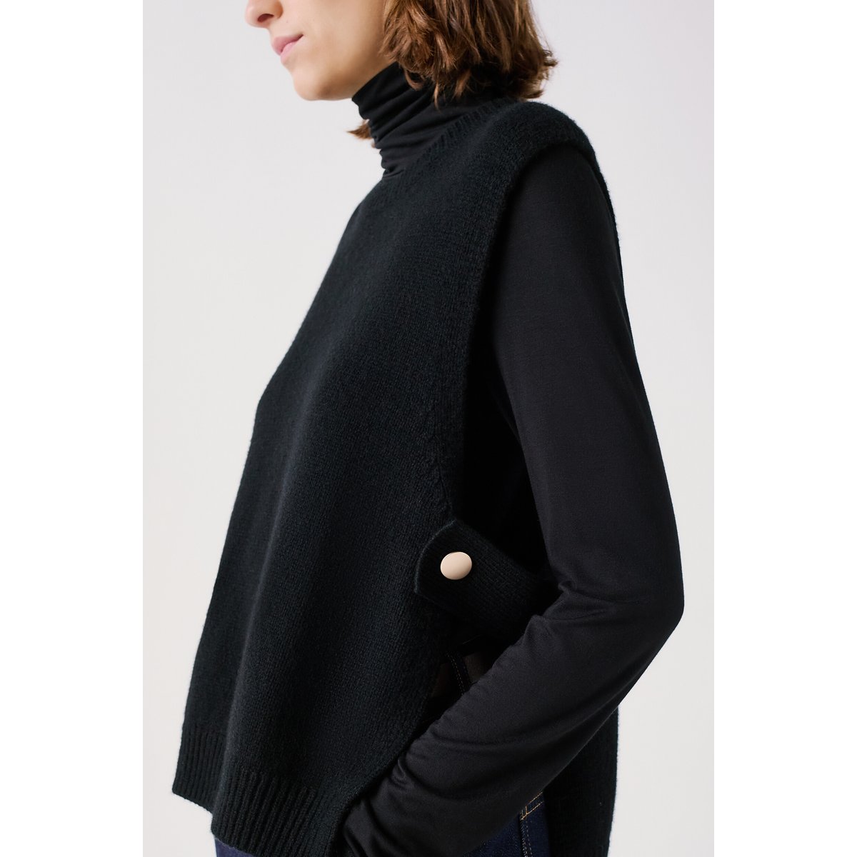 Poncho ample en laine HEVY noir, CAROLL