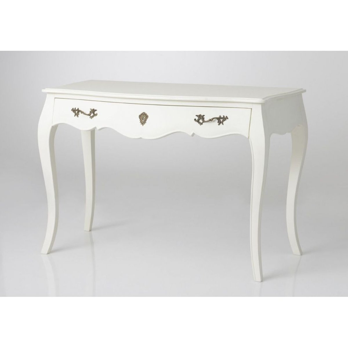 Bureau blanc en MDF et bois bayur Murano white, AMADEUS