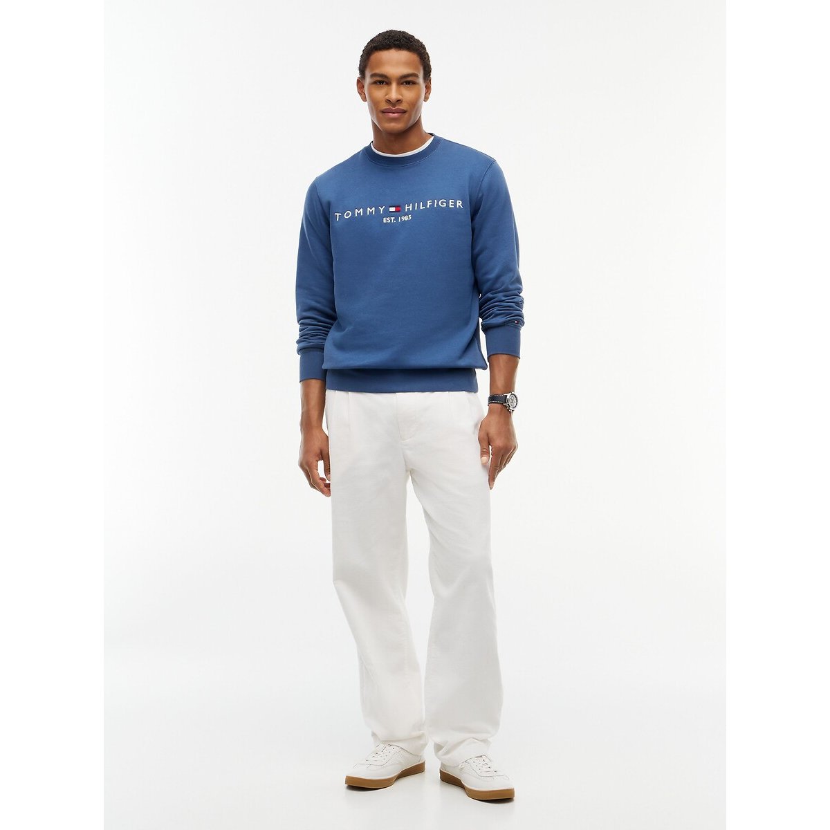 Felpa collo alto cerniera Tommy Logo blu oltremare, TOMMY HILFIGER