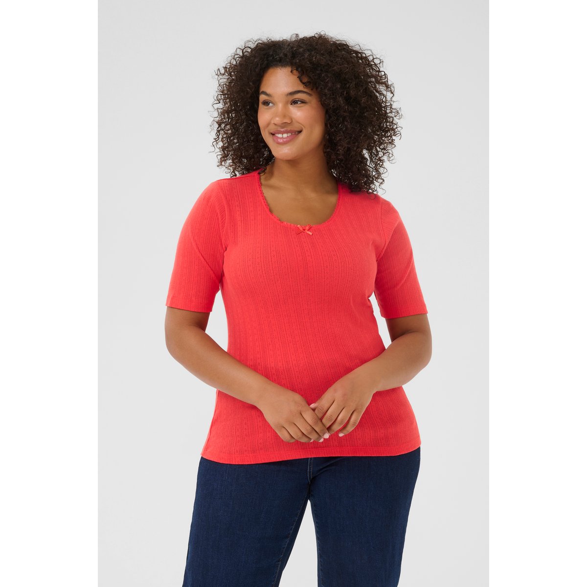 T-shirt rouge hibiscus, KAFFE CURVE