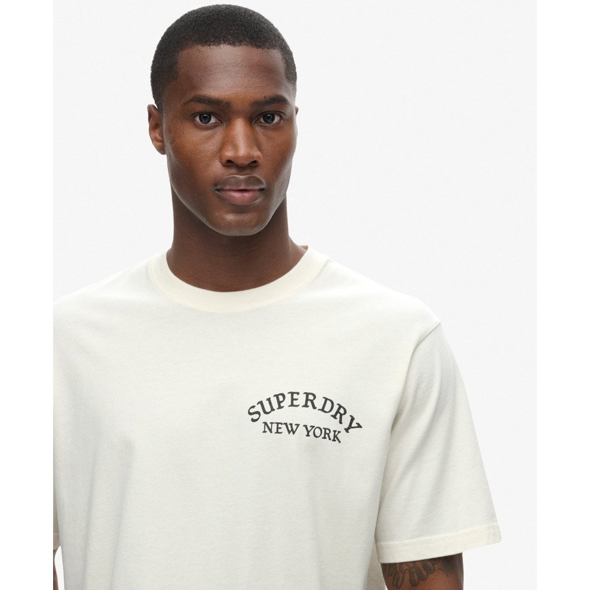T-shirt ample à motif tatouage dans le dos blanc hivernal, SUPERDRY