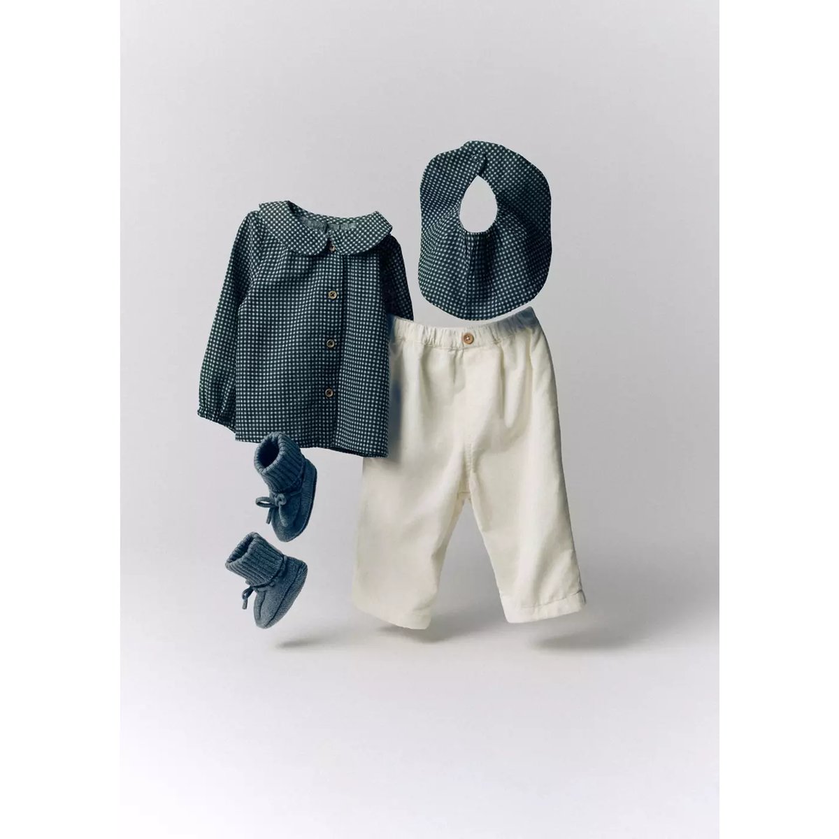 Chemise à carreaux en coton bleu pétrole, MANGO BABY