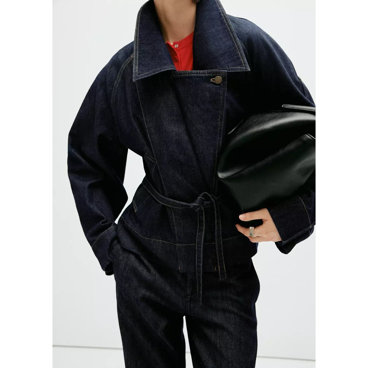 Trench denim ceinture bleu, MANGO