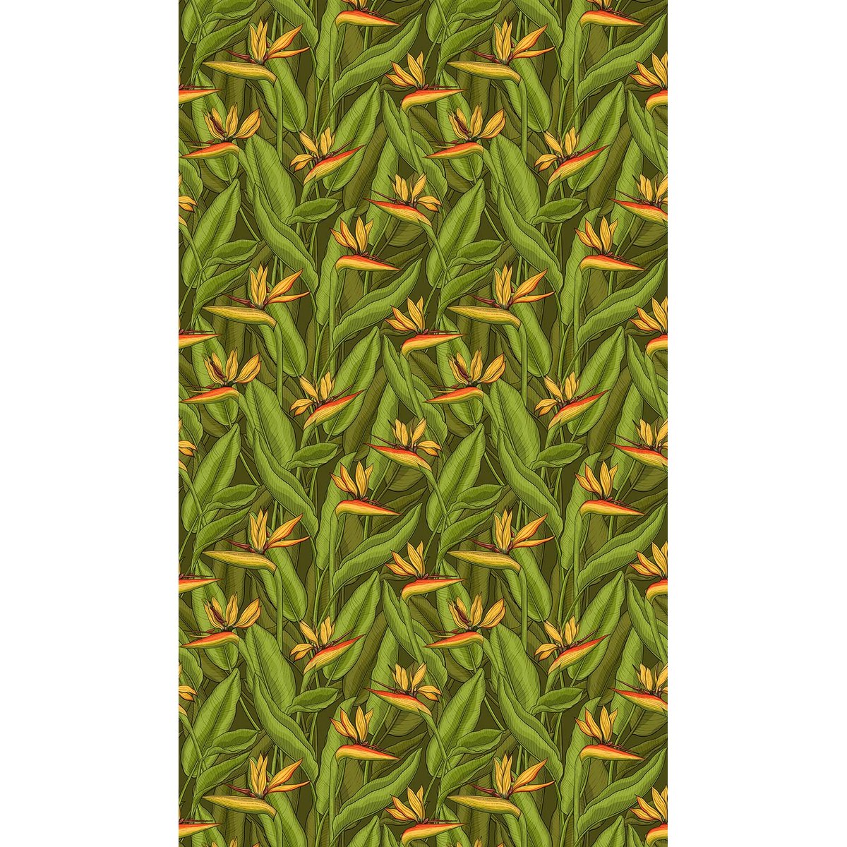 Papier peint Strelitzia vert intissé, HEXOA