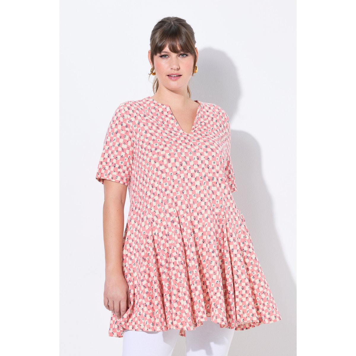 T-shirt, encolure tunique, manches courtes amaryllis, ULLA POPKEN