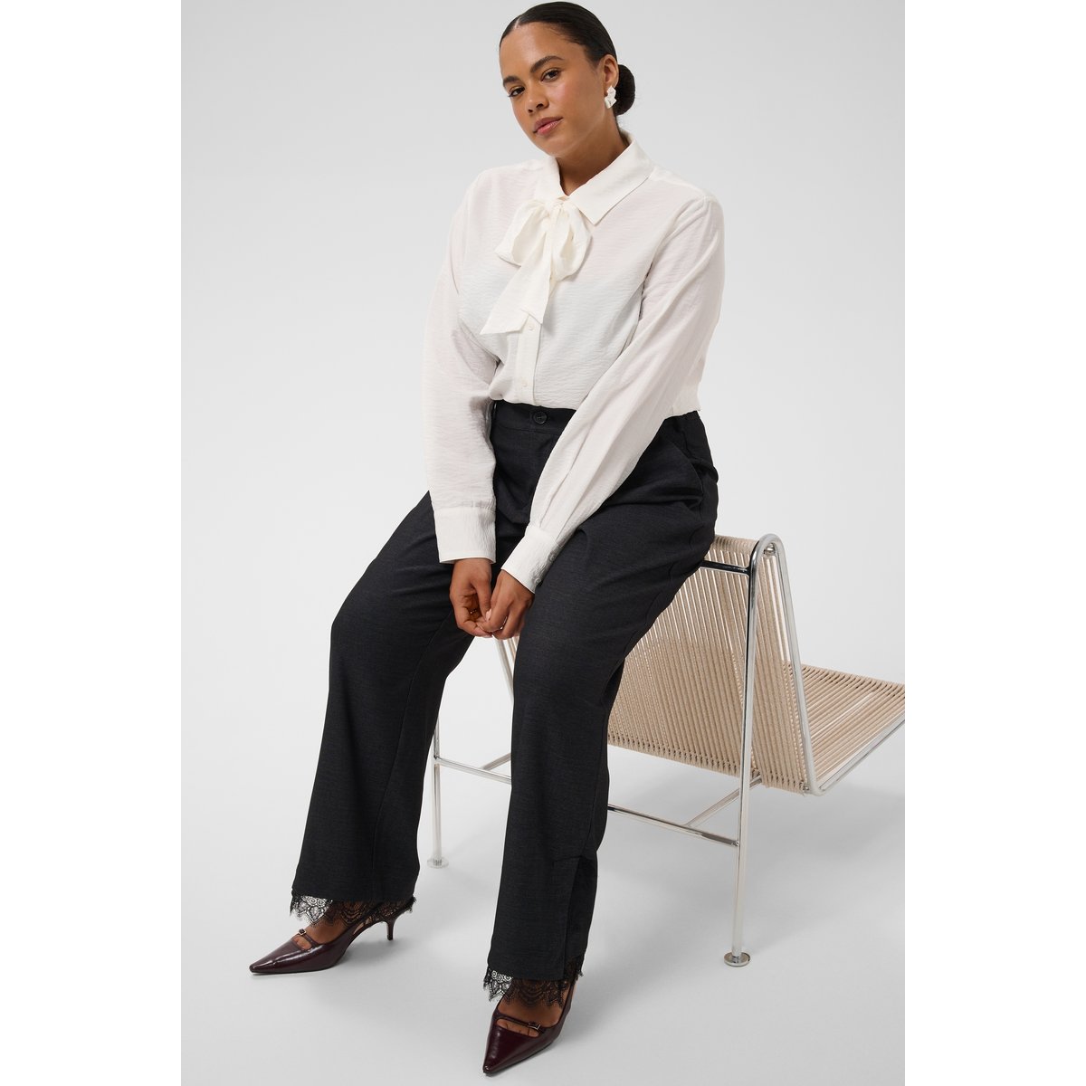 Pantalon de costume gris dark grey melange, KAFFE CURVE