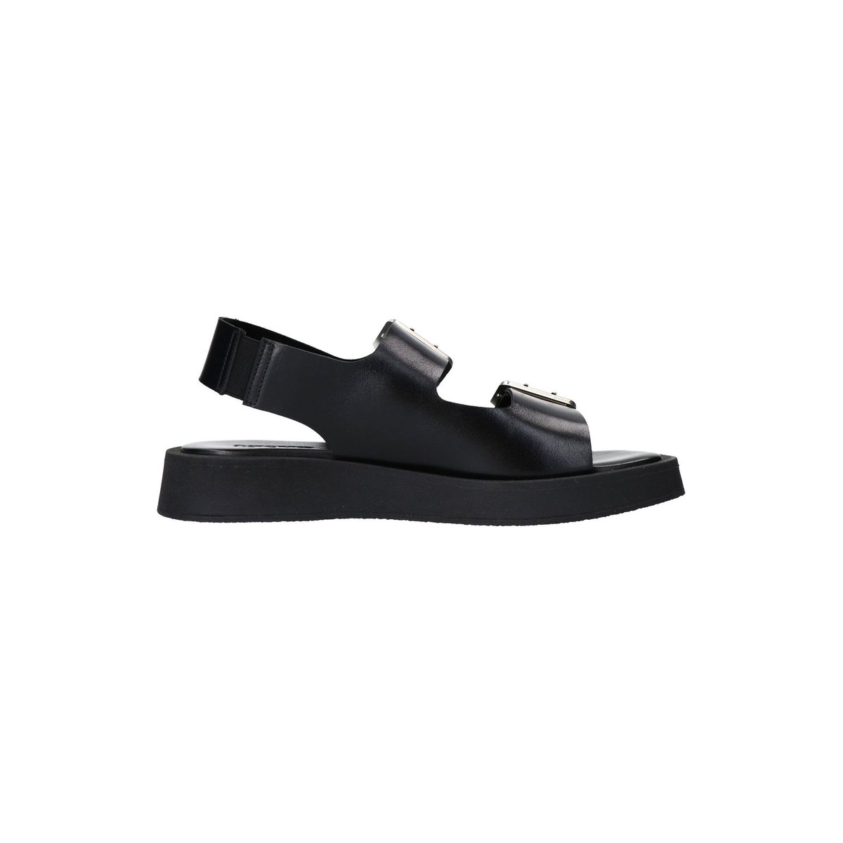 Sandales plateforme en cuir avec boucles noir, SACHA