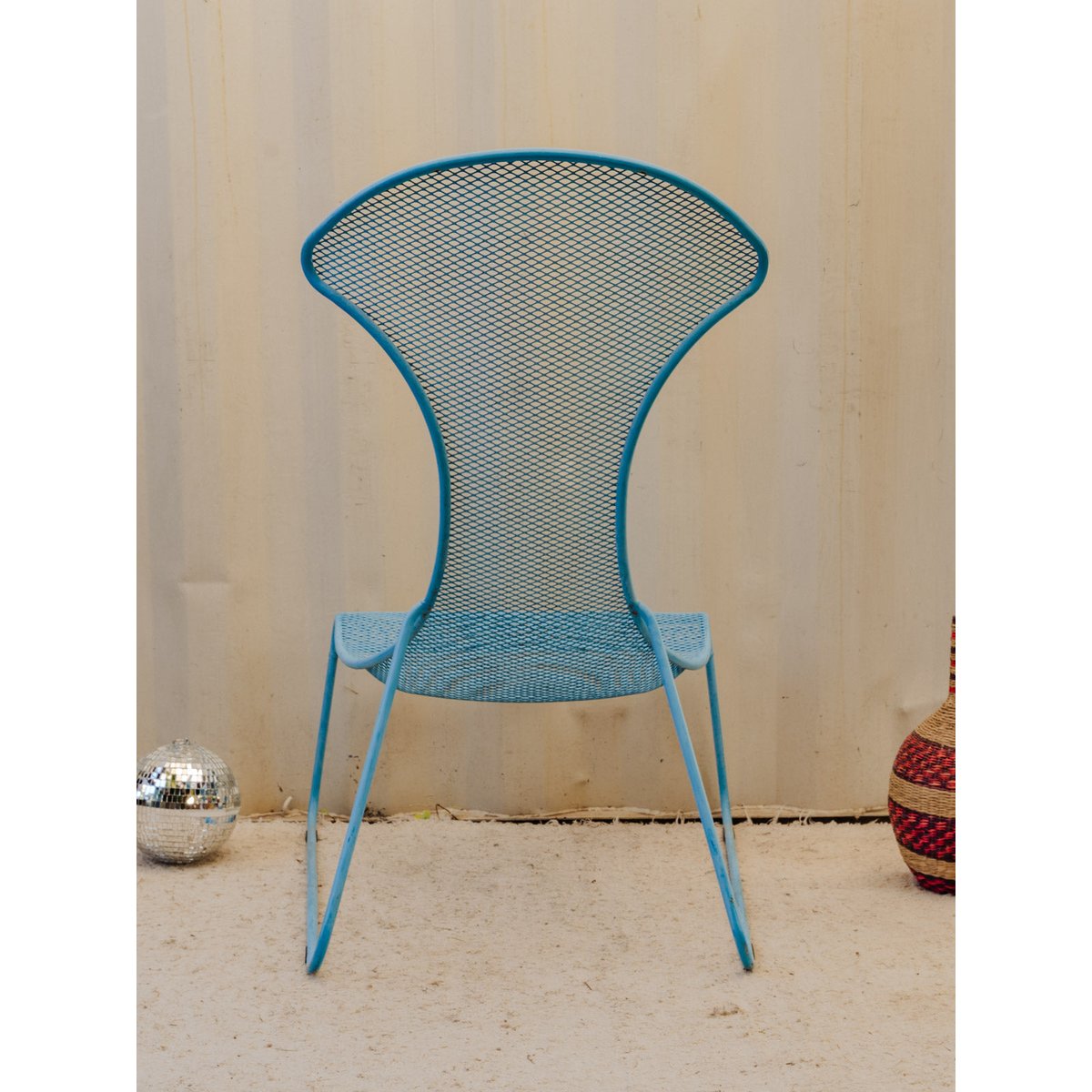 Grande chaise en métal bleu Alma N°1851 - Bon état bleu, DEBONGOUT