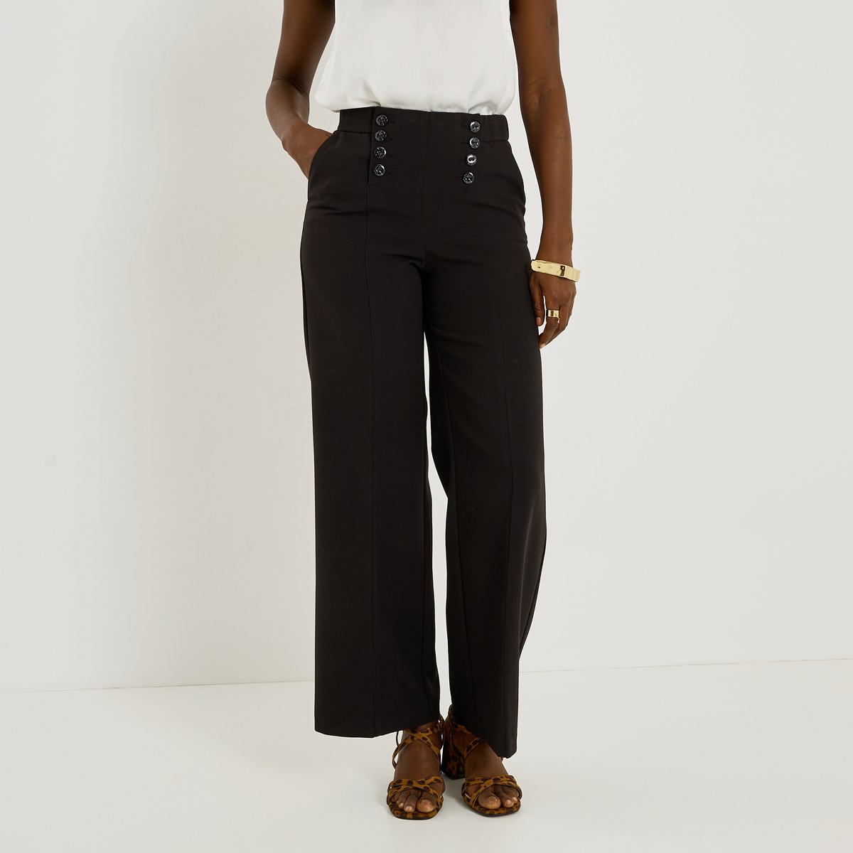 Pantalon large à pont noir, GRAIN DE MALICE