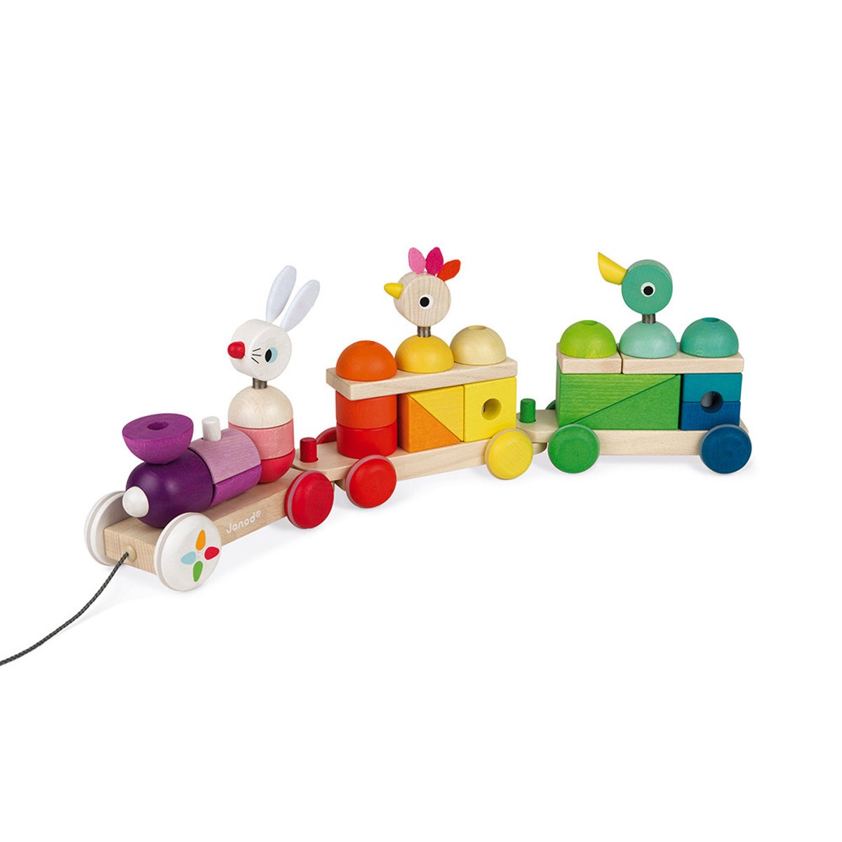 Jouet à tirer train géant zigolos multicolore, JANOD
