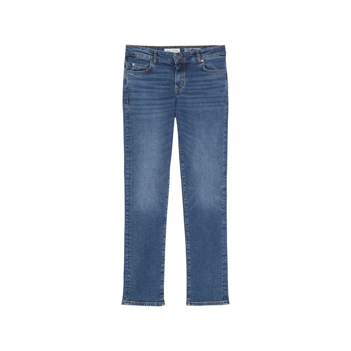 Jeans modèle Alby droit en mélange de coton bio bleu, MARC O'POLO