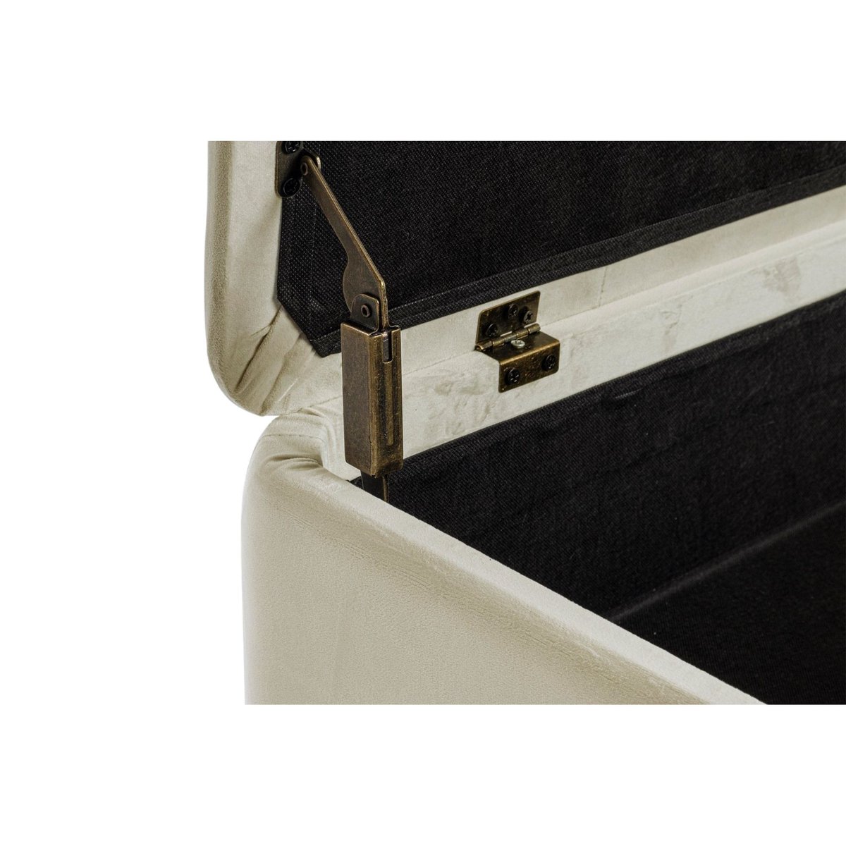 Banc coffre 2 places en velours et piétement en bois - RIKA beige, HELLIN, DEPUIS 1862
