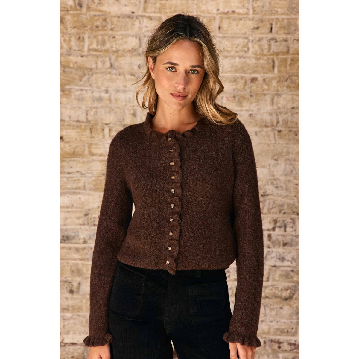 Gilet col rond uni MUDYA 16-marron, LA PETITE ETOILE