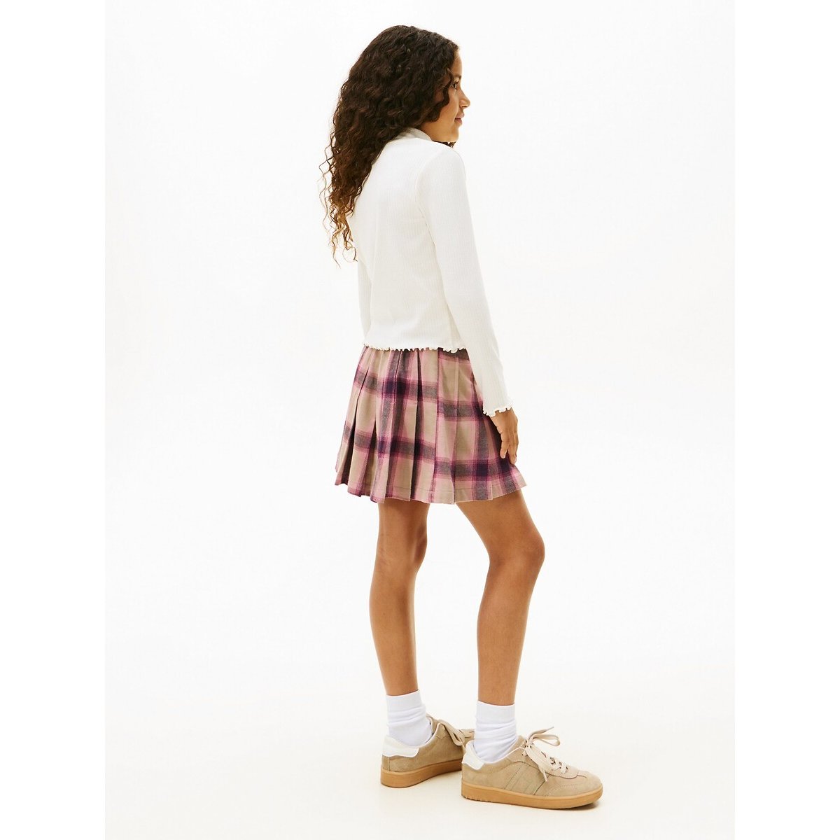 High Neck Ribbed T-Shirt with Long Sleeves ecru , TOMMY HILFIGER