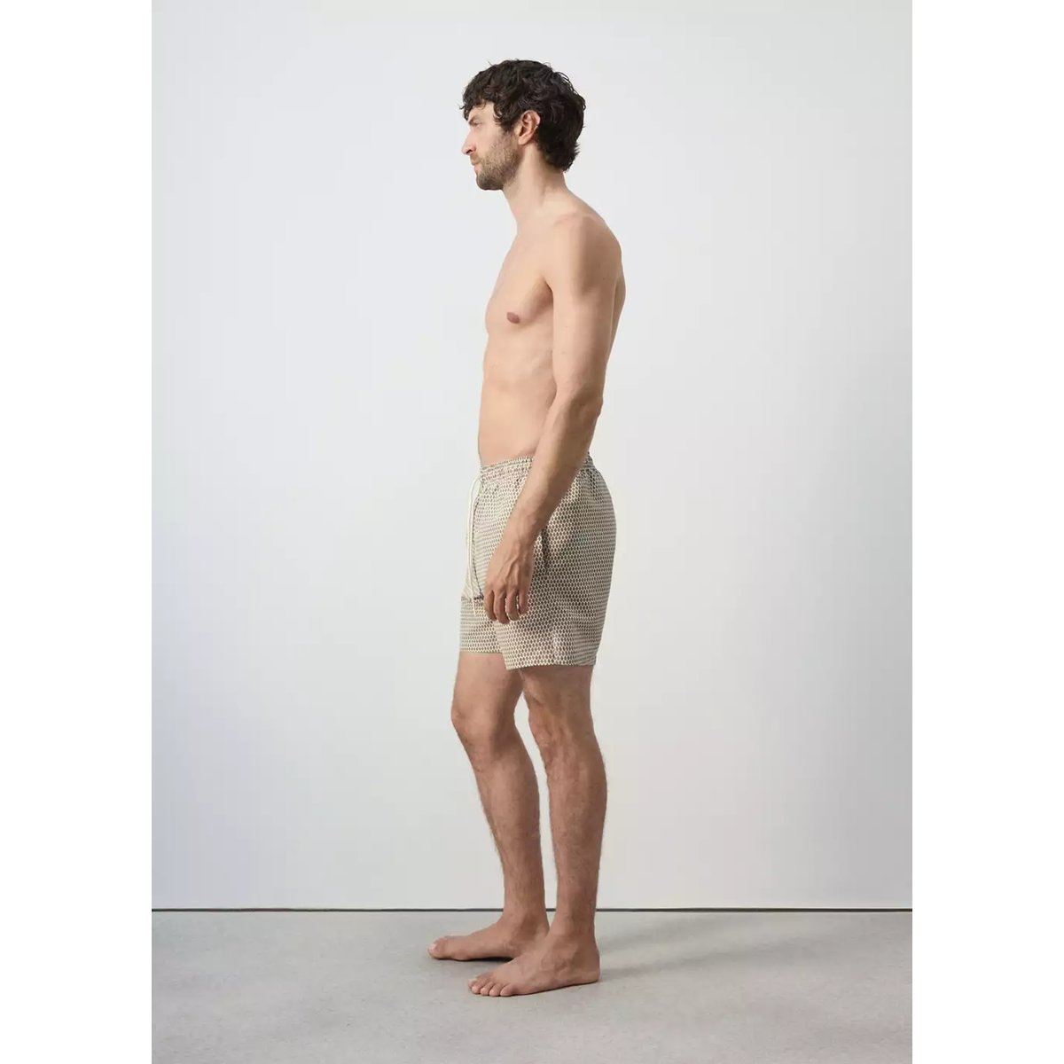 Maillot de bain imprimé géométrique beige, MANGO MAN