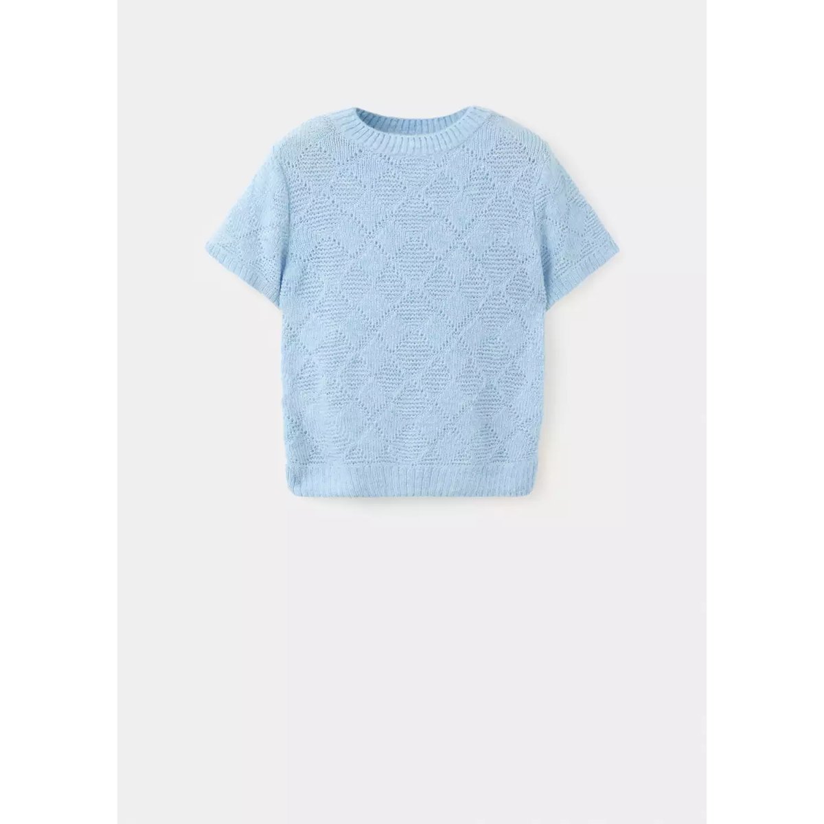 Blouse col bateau détail foulard bleu ciel, MANGO