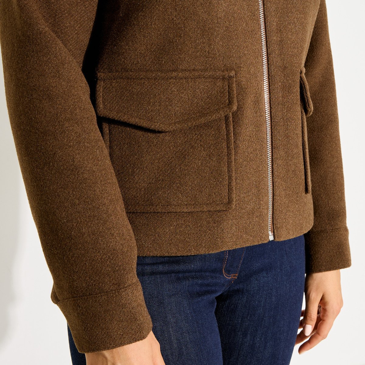 Manteau court zippé marron, GRAIN DE MALICE