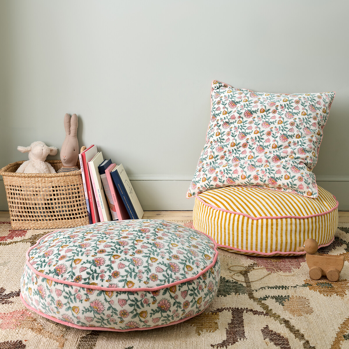 Coussin de sol, velours, Ø50 cm, Yassia multicolore, LA REDOUTE INTERIEURS