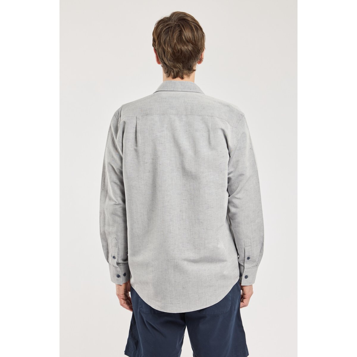 Chemise avec poche - lin et coton medium grey, ARMOR-LUX