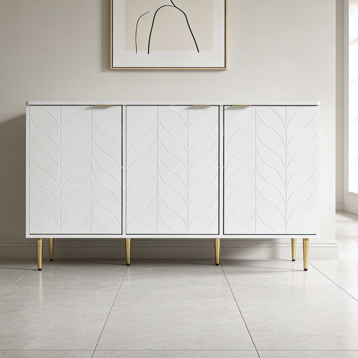Armoire de rangement avec 3 portes style moderne, BABEDE blanc, MEUBLES COSY