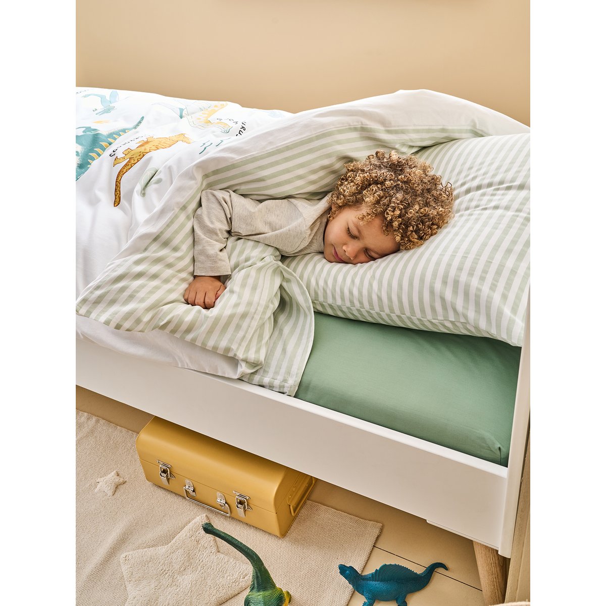 Parure Magicouette DINOS, avec coton recyclé blanc imprimé, VERTBAUDET