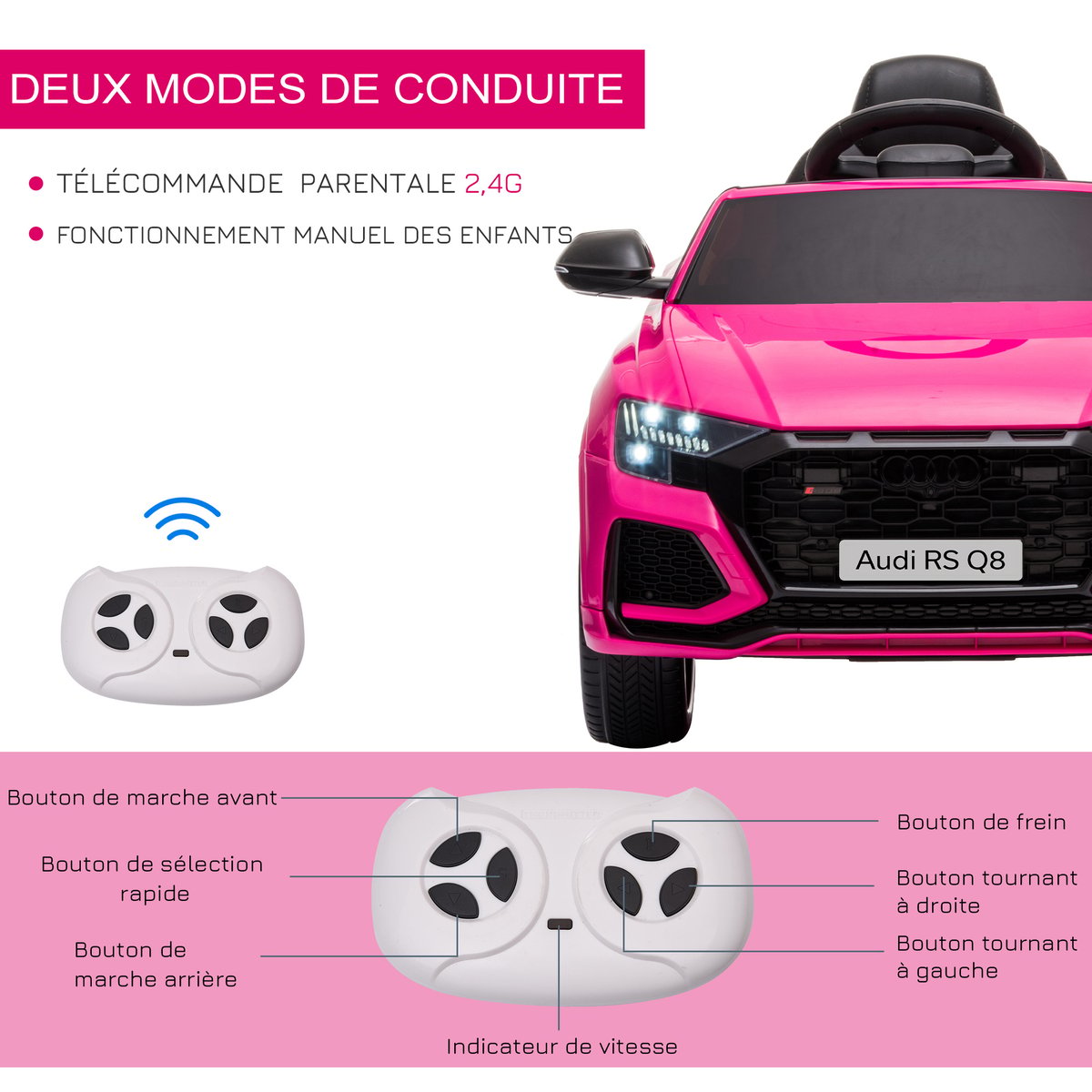 Voiture à pédales PP Rose rose, HOMCOM