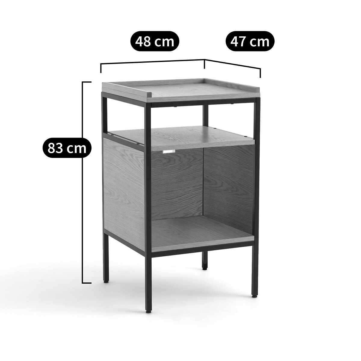 Meuble vinyles chêne et plaqué L48 cm, Volga chêne, LA REDOUTE INTERIEURS