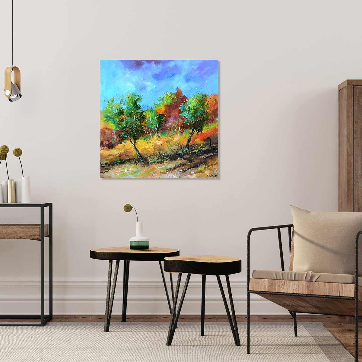 Tableau paysage trio vert tableau alu dibond, HEXOA