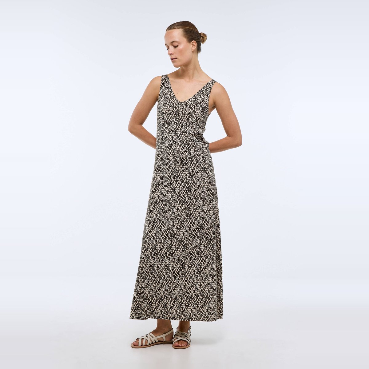Robe longue imprimée en coton BIO parchemin, MONOPRIX
