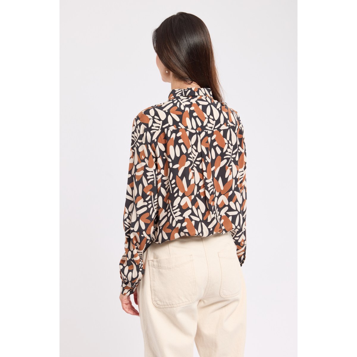 Chemise imprimée en cupro imprimé feuilles découpées, ARMOR-LUX