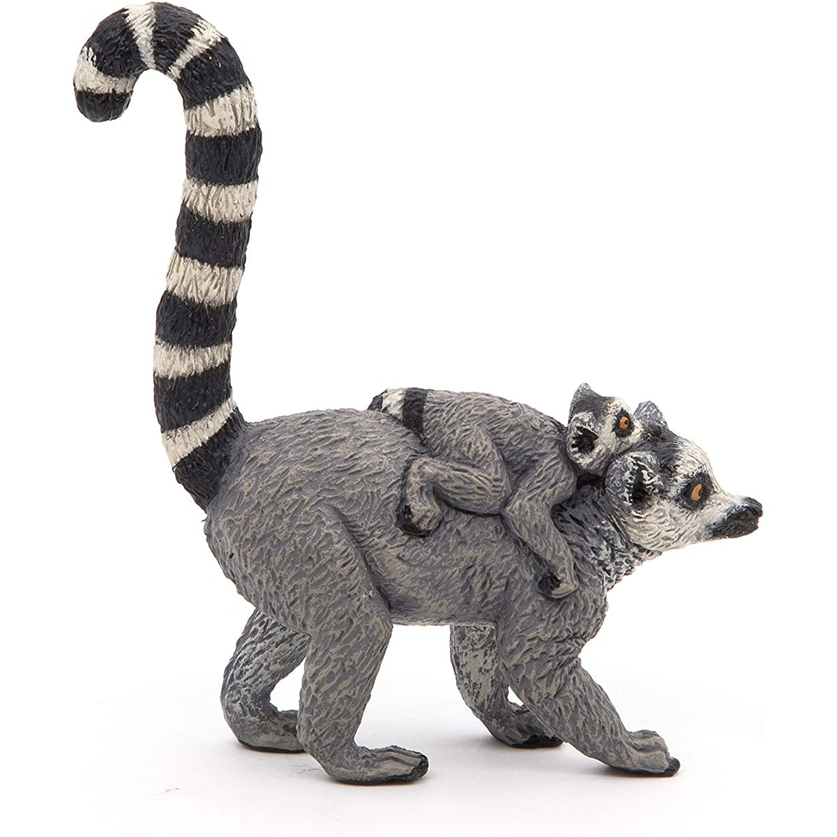 Figurine Lémurien et son bébé gris, PAPO
