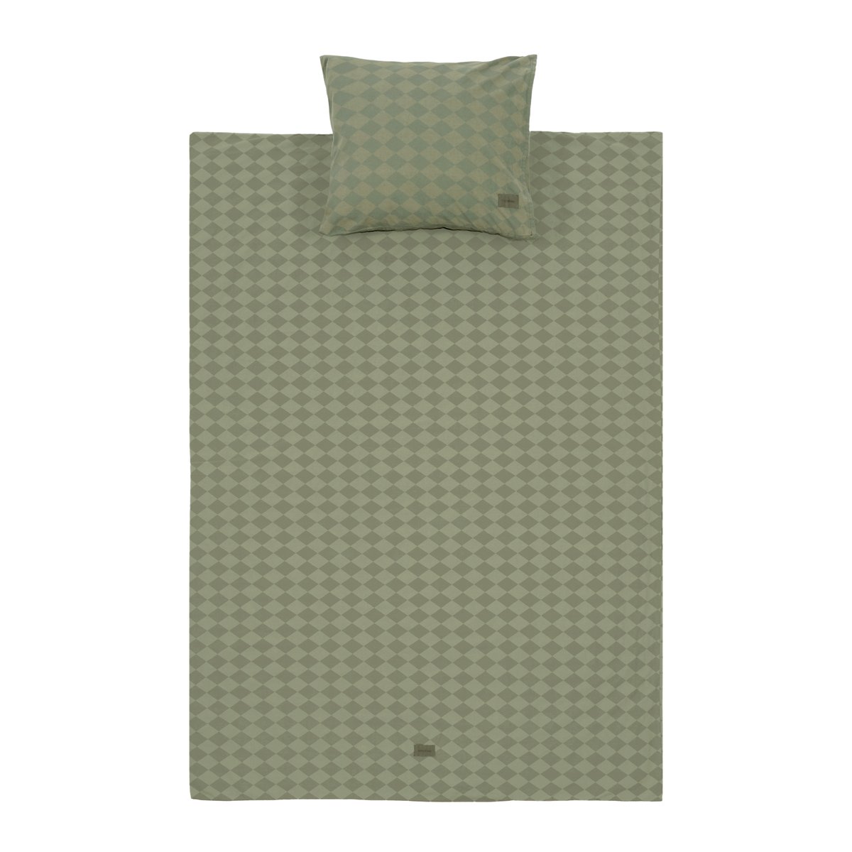 Parure de lit enfant en coton lavé VIBES green harlequin, NOBODINOZ