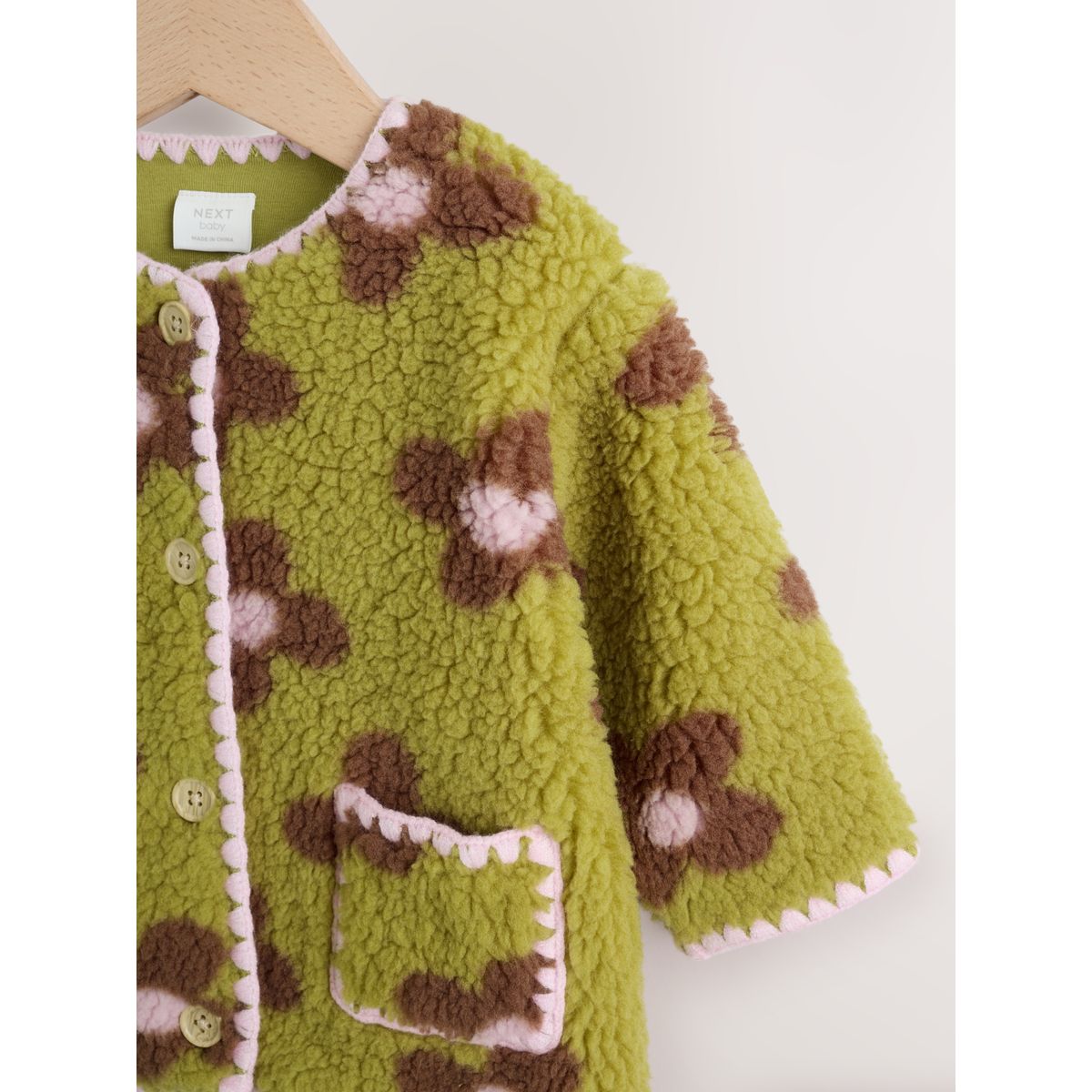 Veste bébé citrine floral borg bouton à travers, NEXT