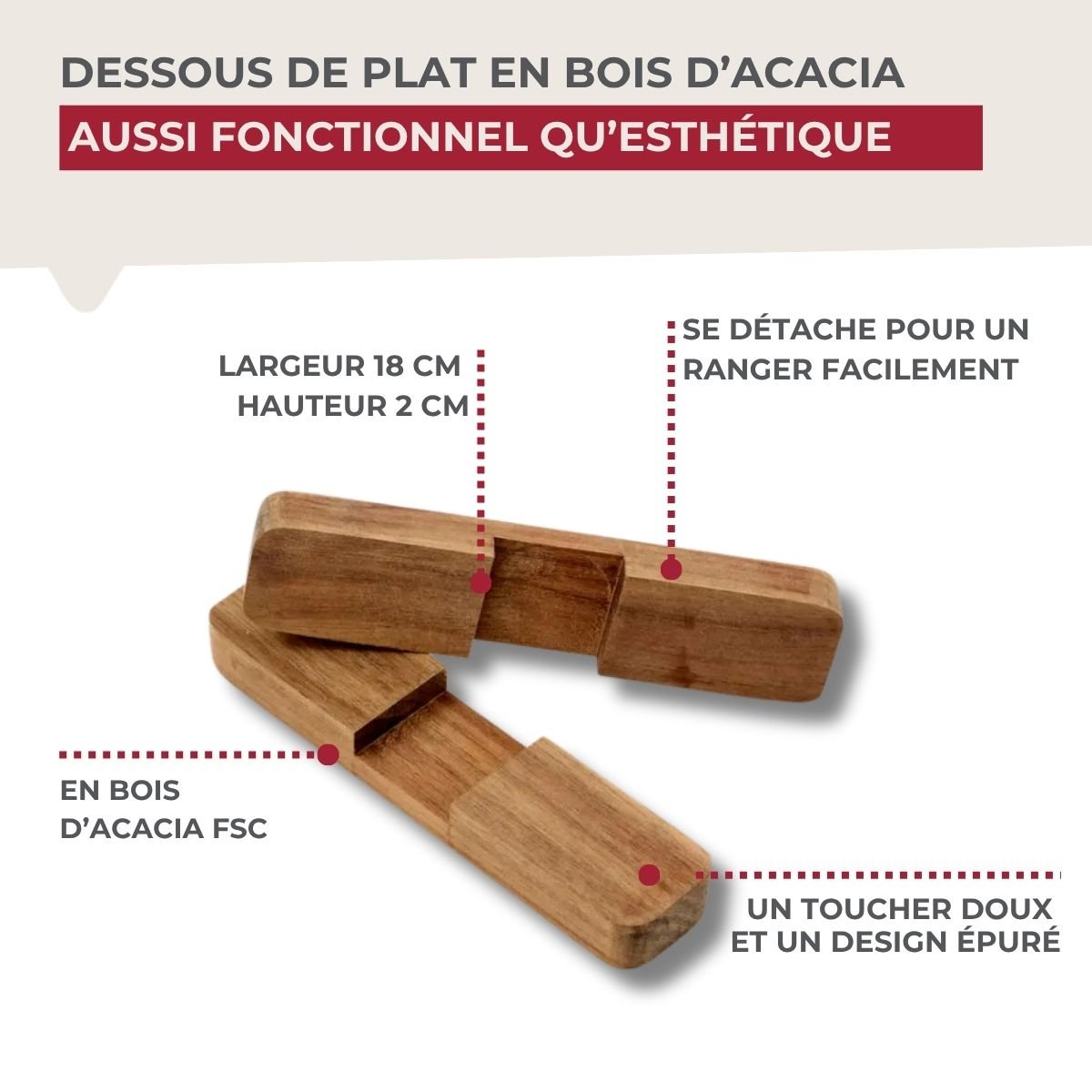 Dessous de Plat 18 cm ACACIA bois,bois brun, FACKELMANN