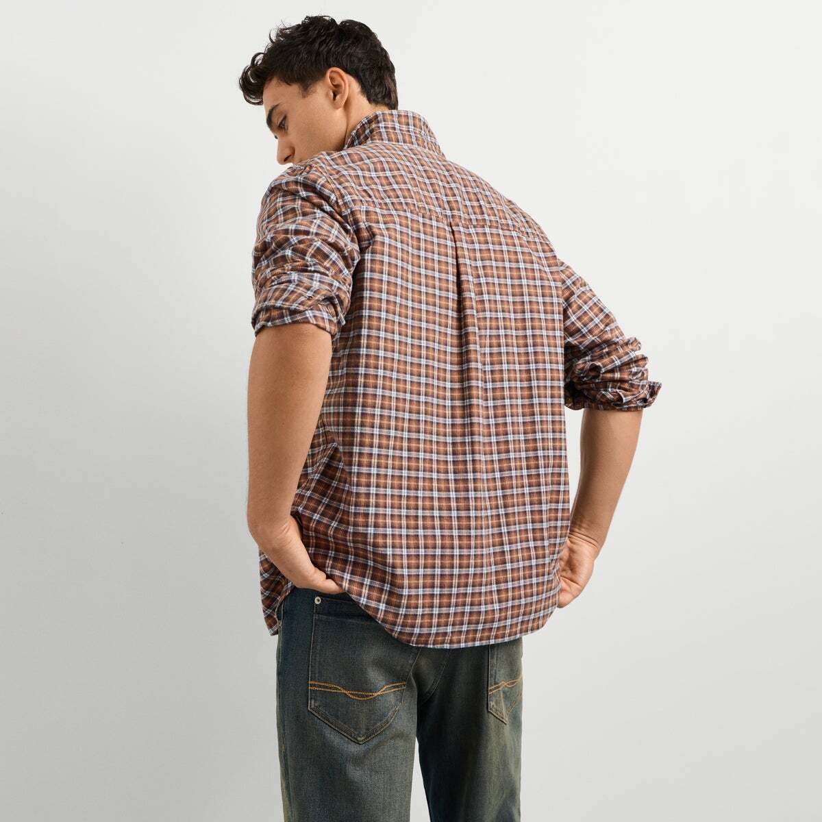 Chemise Coupe Regular À Carreaux orange rouille foncé, PEPE JEANS