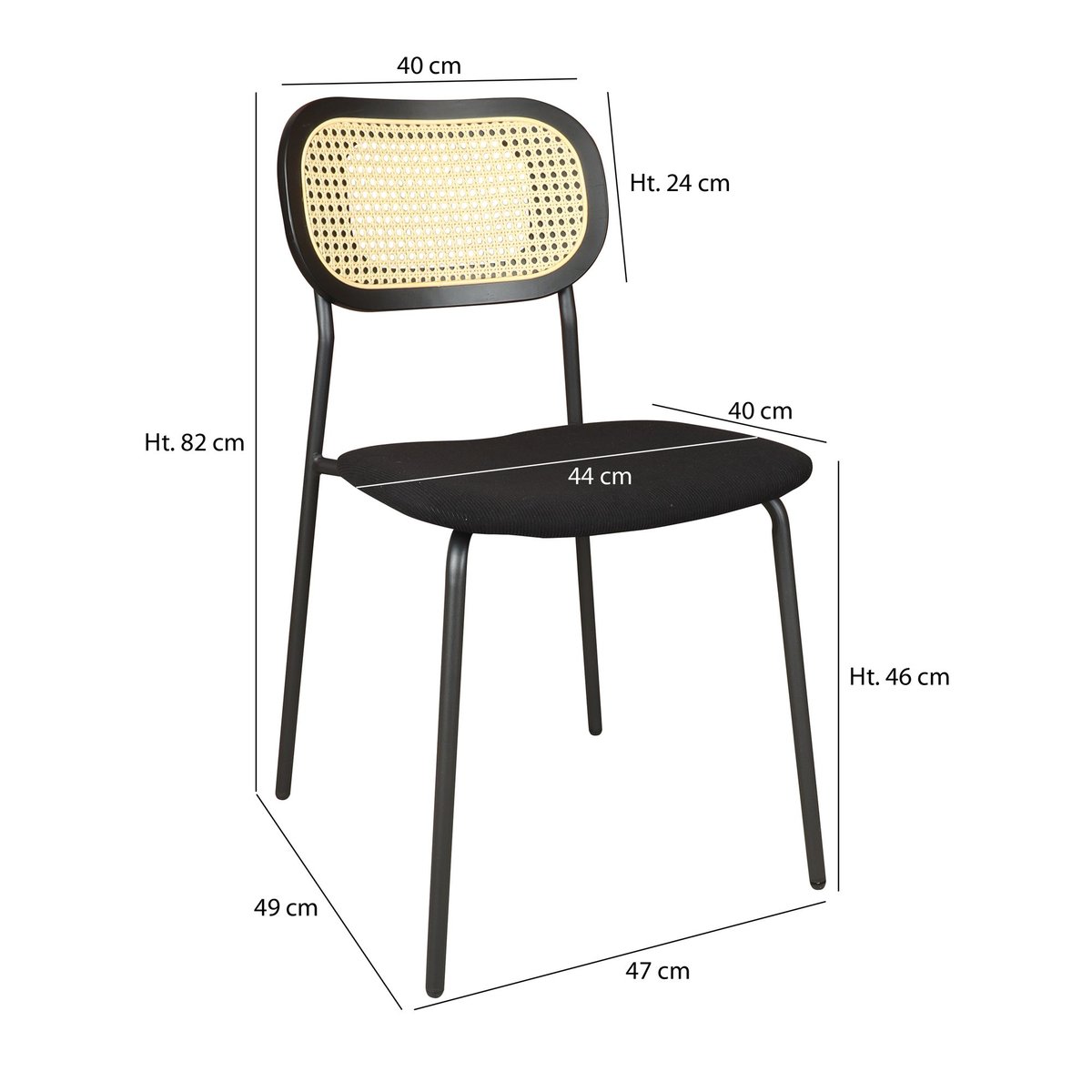 Lot de 2 chaises en bois et velours et pieds en métal, NOSARA noir, NOW'S HOME