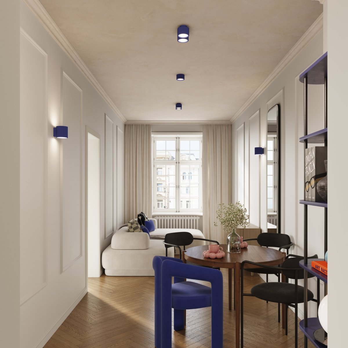 Plafonnier Aluminium Outremer Gx53 2 Aura bleu, EDEN