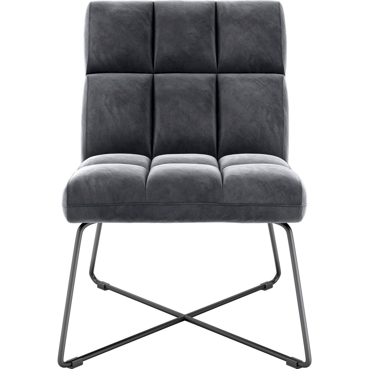 Fauteuil lounge capitonné en velours gris anthracite, RECOLLECTION