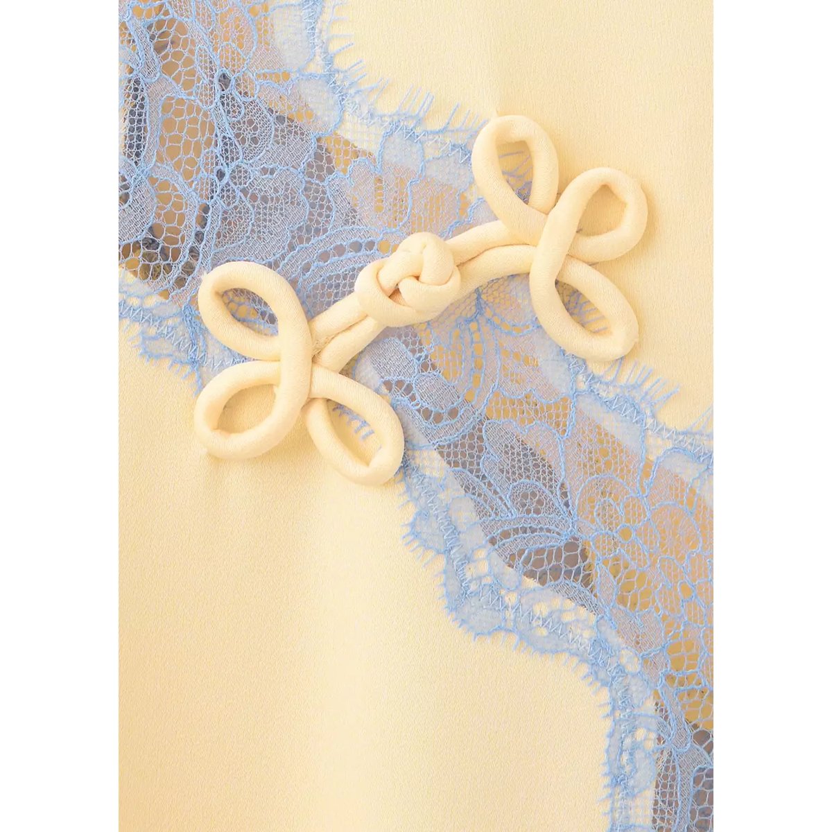 Robe dentelle détail brandebourgs bleu ciel, MANGO
