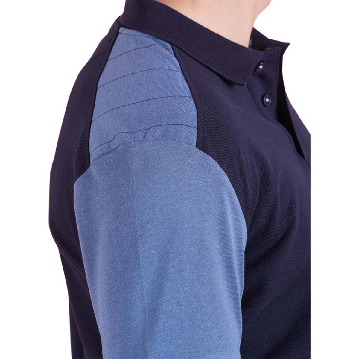 Polo en coton bleu en maille piquée avec une coupe droite et un col à revers bleu, RUCKFIELD