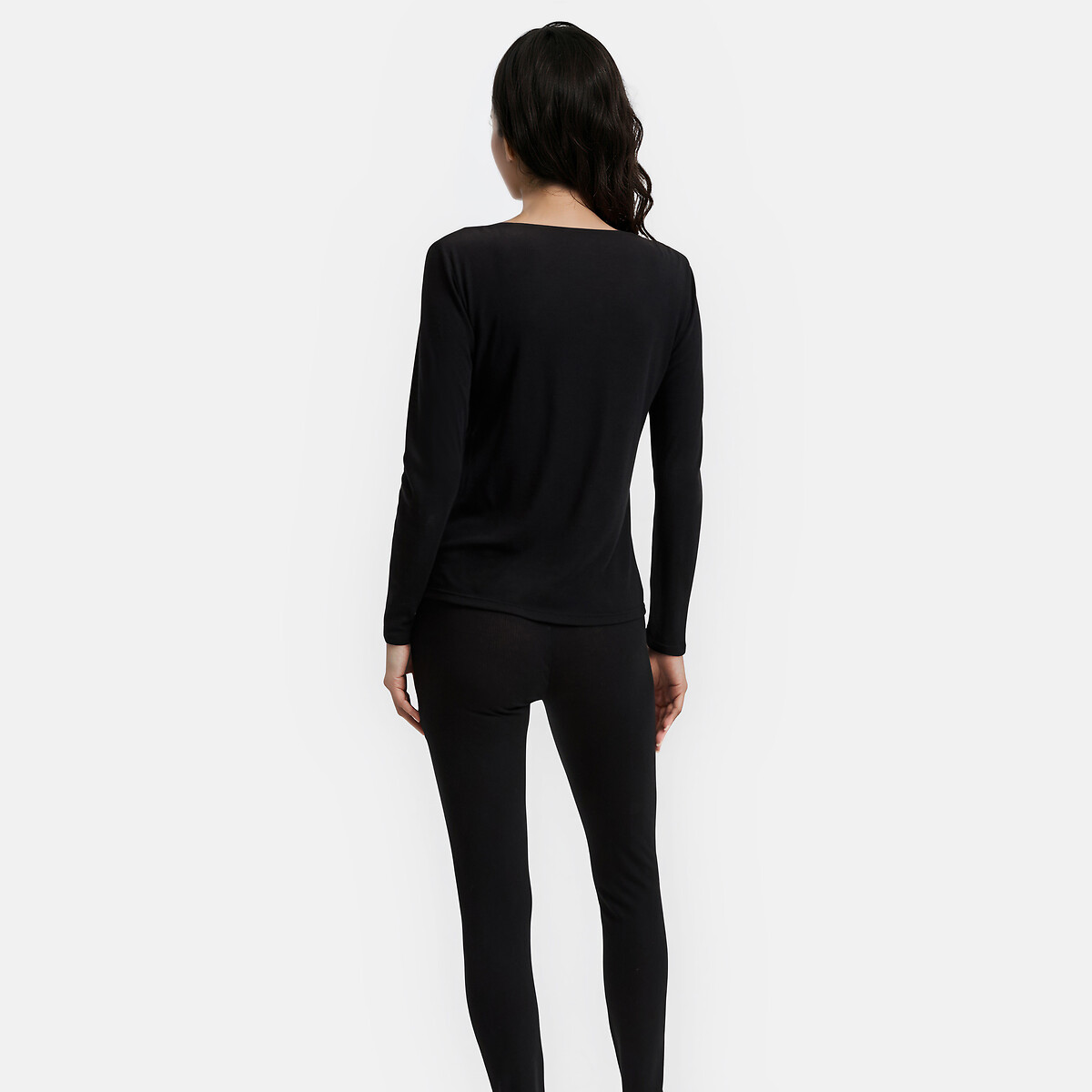 T-shirt en fine maille thermique chaleur noir, LA REDOUTE COLLECTIONS