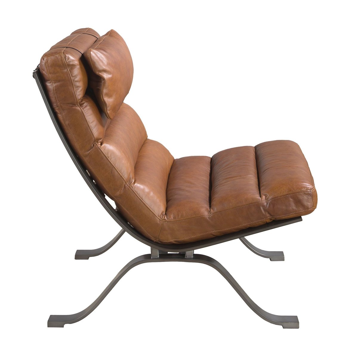 Fauteuil en cuir marron foncé | acier noir, ANGEL CERDA