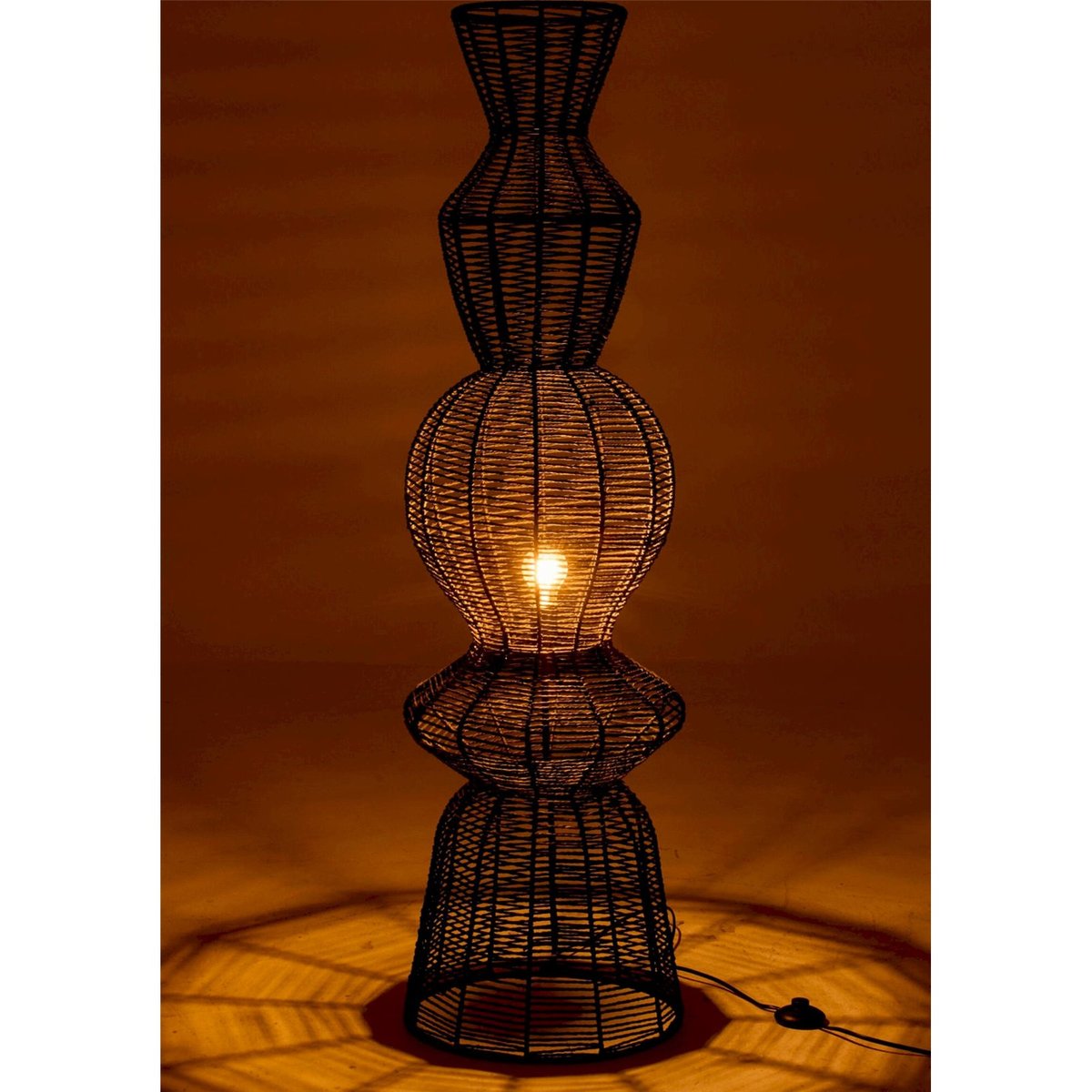 Lampadaire sculptural en corde et métal noir, RECOLLECTION