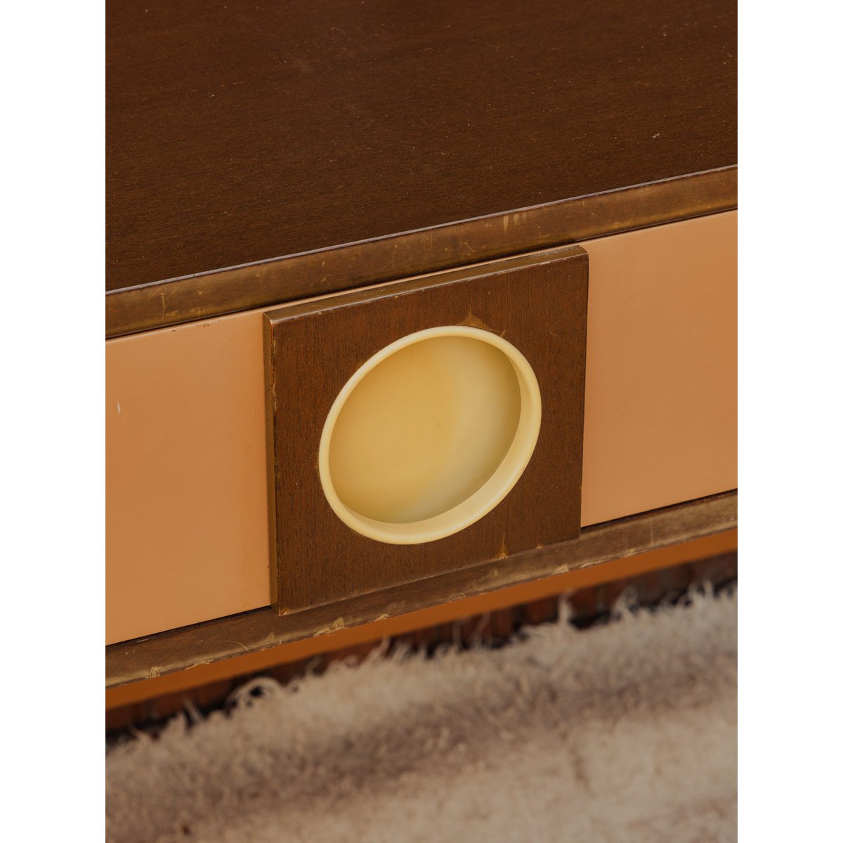 Bureau en bois marron et camel Yvan N°582 - Bon état marron, DEBONGOUT