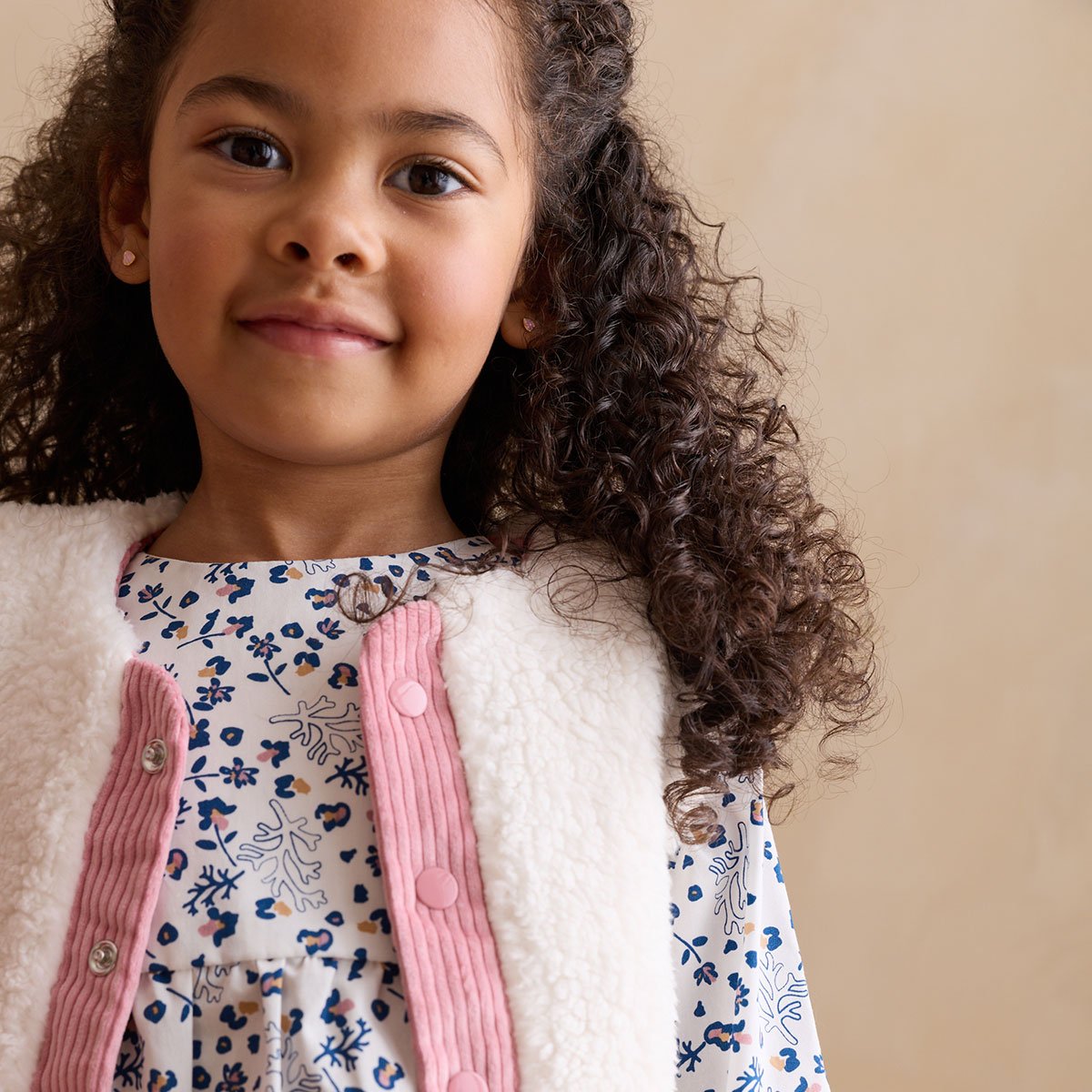 Veste sans manches enfant réversible en sherpa Céleste ecru, PETIT BEGUIN